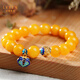 La Yun Feiyin original stone beeswax bracelet for women, yellow honey jade cloisonné accessories old wax amber bracelet 8.5mm