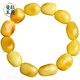 Manla Jade Pei Natural Beeswax Bracelet for Men and Women, Old Honey Chicken Oil Yellow Amber Shape Bracelet Raw Stone with Certificate No. 80 8.54g Bead Size Approximately 10*6mm 17 Shape Beads