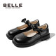 Belle children's shoes 25 years spring and autumn children's leather shoes back to school student shoes girls black leather shoes single shoes black size 31