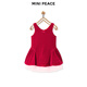 MiniPeace Princess Series Peacebird Children's Clothing Girls Red Dress New Year's Velvet Tank Top Hot Red 120