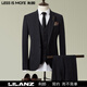 LESS IS MORE Lilang three-piece suit suit men's striped business formal wear Korean style trendy slim and handsome groom wedding dress official flagship black counter genuine M