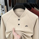 GOLDLION G+Goldlion broken code 2026 German velvet two-button Henry collar sweatshirt men's autumn and winter new casual pullover loose khaki M (recommended 95-110Jin Jin is equal to 0.5 kg)