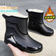 German high-end rain boots for men, new style, rain-proof and waterproof shoes with mid-length anti-slip rain boots, outdoor fishing rain boots, black with waterproof mouth and non-detachable 42