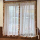 LUODABAN rainbow candy bean cotton and linen curtain gauze children's room princess style girl's bedroom bay window dopamine door curtain no punching hook type cotton and linen candy gauze + three-sided colorful pom-poms customized per meter