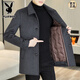Playboy Woolen Coat Men's Mid-Length Lapel Woolen Windbreaker Men's Autumn and Winter Down Liner Jacket Men's Thickened Black + Down Liner XL Recommended 146Jin Jin is equal to less than 0.5kg