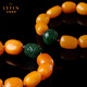 Layun Feiyin beeswax bracelet with chicken fat yellow old beeswax natural amber rough stone for men and women Nanhong accessories bracelet about 35 grams (with certificate)