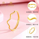 First Blessing Wave Gold Ring Pure Gold 999 Living Mouth Simple Fashion Hand Jewelry Women's Birthday Gift for Girlfriend 12 Rings Approximately 0.9g
