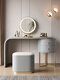Xiyin Italian style bedside table and dressing table new light luxury high-end minimalist style bedroom modern simple small apartment collection off-white dressing table + makeup stool + mirror with lamp assembly 0.8 meters