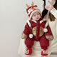 Disney (Disney) baby New Year's greetings winter jumpsuit female baby's 100th birthday celebration dress male BMW New Year's celebration new year clothing single red hat 36cm 66