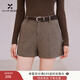 Xiangying coffee color a-line woolen shorts for women 2025 winter new style with wool retro high-waisted houndstooth wide-leg pants coffee color S 155/80A/85-95Jin Jin equals 0.5 kg