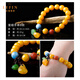 La Yun Feiyin Baltic Sea beeswax bracelet natural amber chicken fat yellow round bead bracelet beeswax fish pendant with jasper jade leaves Type A fish with jasper jade leaves