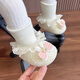 Spring, Autumn and Winter 612 Months Baby Girl Shoes and Socks 1 Year Old Baby Princess Soft Soled Non-Falling Shoes with Velvet Front Shoes to Keep Warm Beige Cotton Pink Gauze Rabbit Socks Shoes - Lace Six-petal Flower 11 11S Inner Length 10 Points 5cm Recommended for 0-5 Months
