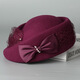 Kuosheng Australian woolen fashion hat women's autumn and winter felt hat mesh evening hat bow beret black adult one size (adjustable 56-58cm)