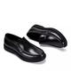 SATCHI men's shoes new business casual leather shoes genuine leather formal men's slip-on flat breathable thick-soled loafers black 42