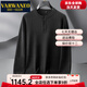 VARWANEO international first-line brand autumn and winter Henry collar sweater men's black button sweater plus fat large size loose casual black XL (120-140) Jin Jin is equal to 0.5 kg