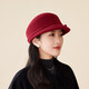 Autumn and winter woolen mother's equestrian hat for women, high-end bow, elegant retro small fragrant style duck hat, burgundy, one size fits all