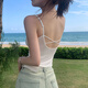 Beautiful back sling new hot style women's inner wear black vest outer wear with chest pad bottoming seaside top summer black S