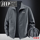 JEEP SPIRIT Jeep High-end Stand Collar Men's Jacket 2025 Autumn and Winter Plus Velvet Windbreaker Winter Casual Top Jacket Men Military Green M Wear 100-115 Jin Jin is equal to 0.5 kg