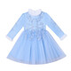Girls' Autumn and Winter Plush Collar Short Dress Mesh Puffy Princess Dress Plush Cuffs Long Sleeve New Year's Eve Dress White 120 120cm