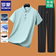 罗蒙（ROMON）短袖T恤男夏季新款冰丝套装运动休闲无痕凉感透气中年上衣男装 6629薄荷绿 5XL