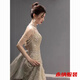 Mei Anjia champagne color evening dress women's new high-end niche art test host adult ceremony toast dress bride engagement dress champagne color 2XL
