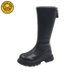 G.duck Little Yellow Duck Girls' Boots Autumn and Winter Plus Velvet 2025 New Medium and Large Children's Soft Sole High Children's Boots Girls Long Black Single Liner Size 26/Inner Length 16.7cm