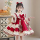 Lolita girls princess dress winter children autumn and winter skirt little girl winter dress plus velvet 2025 new style 2355 red plus velvet 150