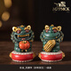 MPPMCK Japan imported quality lion tea pet ornaments with base tea table tea table tea play cute healing gift box 06_Colorful gold persimmon leaf pomelo orange + base (Wanli Shanhe