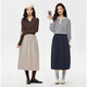 Giordano half-length skirt for women autumn and winter pure cotton brushed elastic waist sweet age-reducing flower bud skirt 05465678