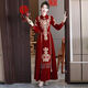 Fenggao (fenggao) Toast Wear Bride 2025 New Winter Clothes Burgundy Stand Collar Retro Cheongsam Winter Heavy Industry Embroidered Long Dress Burgundy Long Style 202 S Dress size is too small. Consult customer service to check the size.