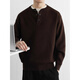 Zimei American old money style sweater men's autumn and winter lapel cotton Henry neck sweater thickened polo bottoming sweater dark coffee M _115Jin Jin is equal to within 0.5 kg