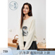 Zihan (ZIHAN) Zihan Wool Brushed Sweater Women's 2025 Winter New Penguin Jacquard Round Neck Loose Warm Inner Sweater Off-White M
