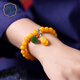 Manla Jade Natural Beeswax Bracelet Female Chicken Oil Yellow Bracelet Old Honey Amber DIY Small Pixiu Jade Beads 9mm Beeswax Beads 8mm 21pcs