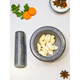 Fat Donglai's same style garlic mortar, natural stone garlic masher, stone mortar, Chinese medicine grinder, bluestone garlic press, garlic mortar, black flower stone pier, medium polished model + lid
