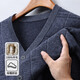 Hengyuanxiang Cárdigan 100% de lana pura para hombre con cuello en V suéter de lana de punto cálido y grueso negro gris L 175/92A