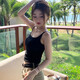 Beautiful back sling new hot style women's inner wear black vest outer wear with chest pad bottoming seaside top summer black S