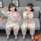 Children's coral velvet one-piece pajamas for autumn and winter girls' flannel sleeping bags for baby girls plus velvet and thickened rompers to keep warm Orange-double layer velvet and thickened 80