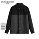 PEACEBIRD Men's Jacket Men's Trendy Color Block Casual Top Lapel Autumn and Winter Jacket Men Black 1 (Loose) L
