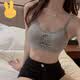 Clolv kiss丨 CK girl student cartoon beautiful back tube top underwear camisole junior high school student without steel ring black + white + gray S recommended 70-90Jin Jin equals 0.5 kg