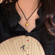 Bo Naling Little Fatty Pendant Necklace for Women New Chinese Fashion Light Luxury Niche Clavicle Chain High-end Necklace for Girlfriend Gift Little Fatty Pendant Necklace Black Rope