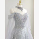 High-end banquet evening dress female fairy princess dress 2025 new adult ceremony 18th birthday performance host silver XS