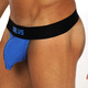 Solid Color Breathable Men's Thong Double Butt Fashionable Low Waist Independent Pouch Cotton No Butt Briefs Blue M