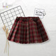 Girls Half-length Pleated Skirt Autumn and Winter Children's JK Skirt Double Denim Girl Middle School Red Plaid Skirt Performance Costume New Year Red-Pleated Skirt 130 130cm