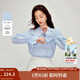 INMAN Heavy Embroidery Ruffled Shirt 2026 Spring Women's New Loose Long Sleeve Slim Shirt Top Blue M