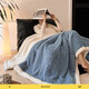 Langsha blanket winter thickened plus velvet sherpa double-layer blanket nap small blanket office single coral velvet blanket noble blue double-layer thickened/warm at the touch/shedding package double blanket 200x230cm_weight about 4.6Jin Jin equals 0.5kg