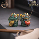 MPPMCK Japan imported quality lion tea pet ornaments with base tea table tea table tea play cute healing gift box 06_Colorful gold persimmon leaf pomelo orange + base (Wanli Shanhe