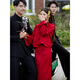 Vimadtly New Chinese Toast Wear Bride 2025 New Style Temperament Engagement Dress Suit Morning Robe Home Banquet Slim Wine Red XS