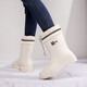 雨鞋女款新款耐磨时尚水鞋中筒束口防水雨靴成人厨房工作防滑胶鞋 001白色加防水口不可拆 38