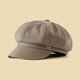 Seven-color spun beret for women in autumn and winter, simple, casual, versatile, big head circumference, small face, fashionable retro ladies hat, light coffee