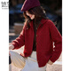 She enjoys the knitted cardigan, female stand-up collar New Year's wear, textured sweater jacket, lazy style red knitted top T54Z150